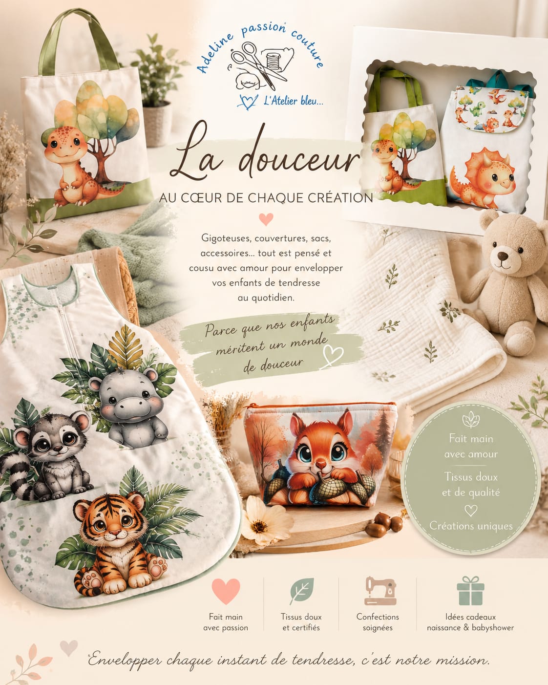 Adeline dans son atelier de couture
